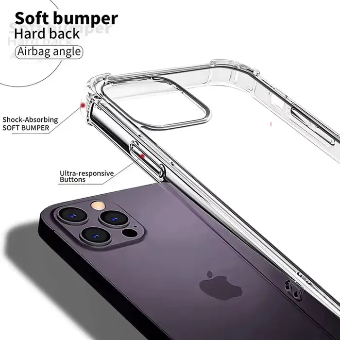 Étui transparent en Silicone antichoc Air-Bag pour iPhone 17 16 15 Plus 11 12 13 14 Pro Max Mini X Xs XR 7 8