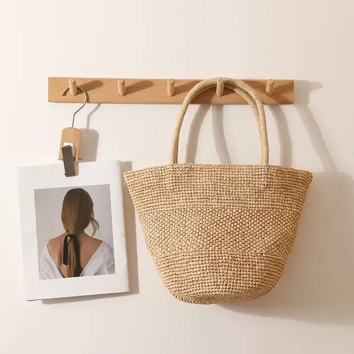 Sac fourre-tout vintage en raphia tressé, grand sac à bandoulière léger fait main, idéal pour les va