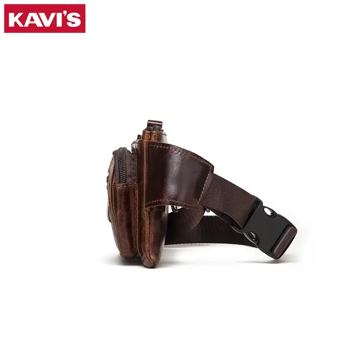 KAVIS Sac messager pour homme en cuir