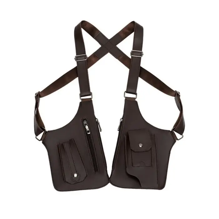 Sac vintage à double bandoulière sous le bras, sangle réglable, style steampunk, poche de portefeuil
