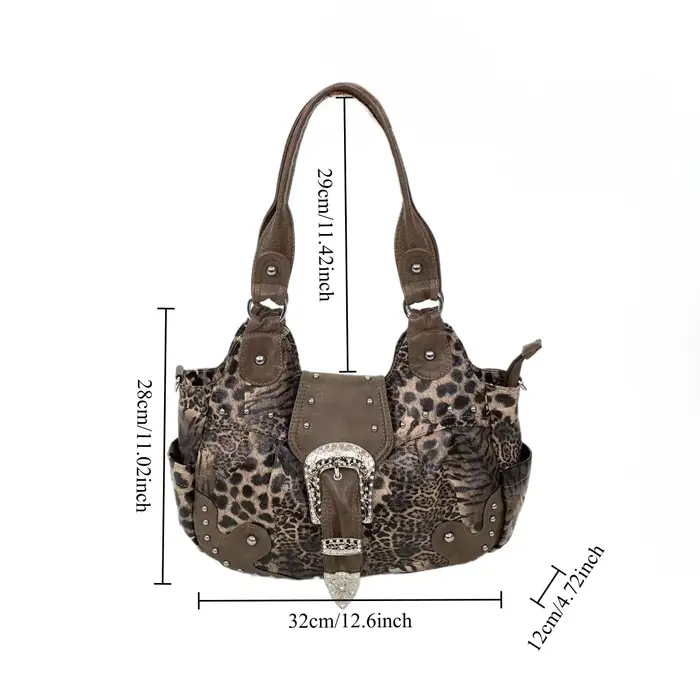 Y2K – sac fourre-tout en patchwork imprimé léopard pour fille épicée