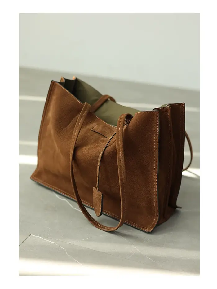 Fourre-tout rétro en cuir véritable pour femmes