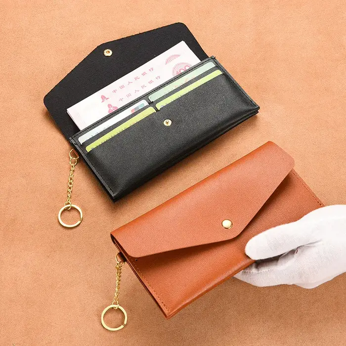 Portefeuille en cuir souple pour femmes, Long portefeuille, pochette pour téléphone portable, porte-carte de crédit, porte-monnaie avec porte-clés
