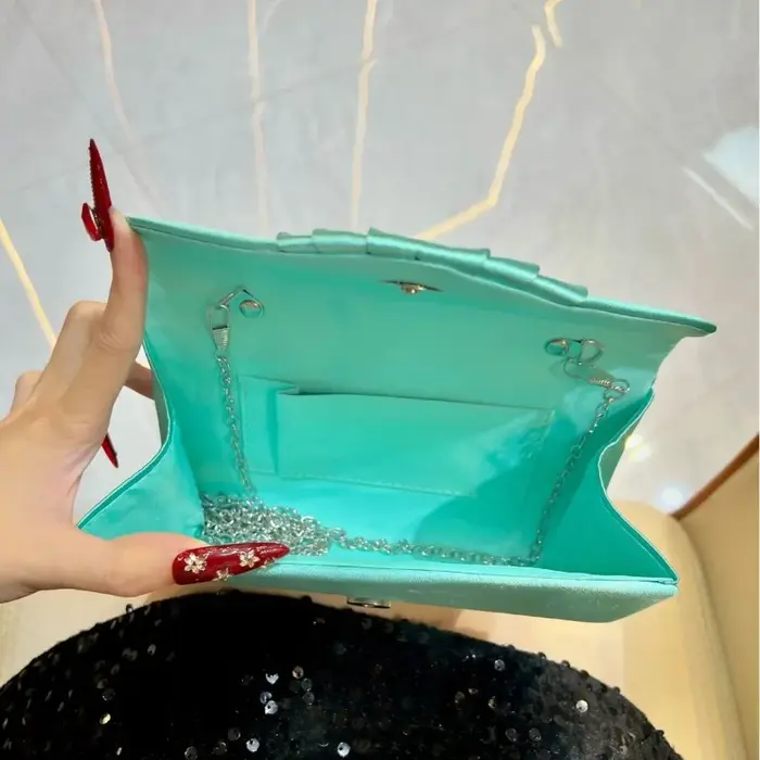 Sac de soirée élégant en Satin vert Turquoise pour femmes