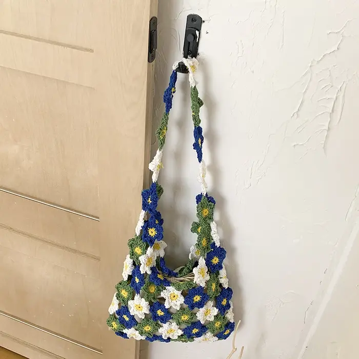 Sac à bandoulière en crochet floral fait main pour femme