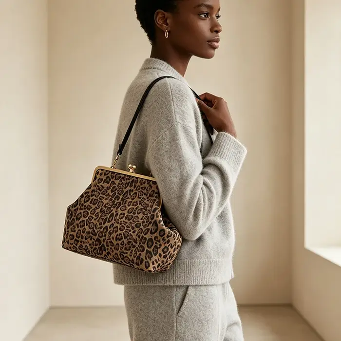 Sac de soirée de luxe rétro à motif léopard, sac à bandoulière élégant Y2K pour femme, texturé givré, grande capacité, léger, pour les trajets quotidiens