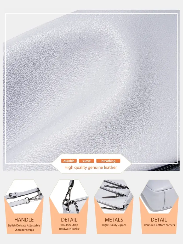 Zency – petit sac à main simple pour femmes, en cuir véritable, grande capacité, sac à bandoulière d