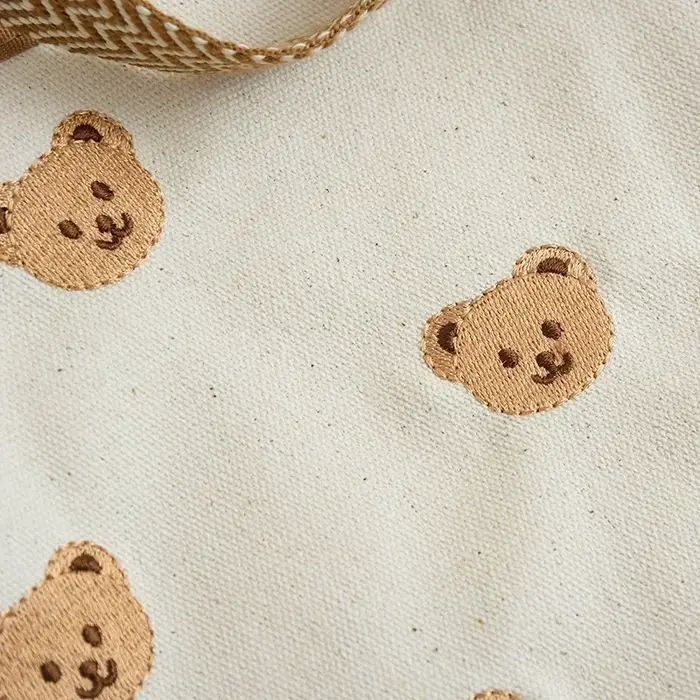Sacs à main en toile ours brodé mignon