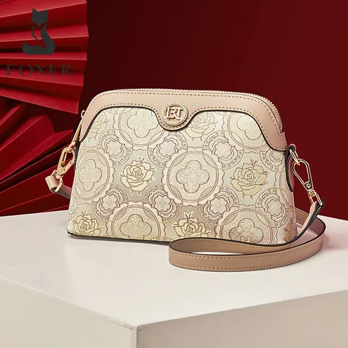 Sac à bandoulière brodé de style chinois FOXER pour femme, nouvelle collection 2026, grand sac à mai