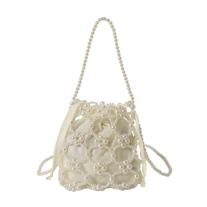 Sacs seau à perles blanches pour femmes