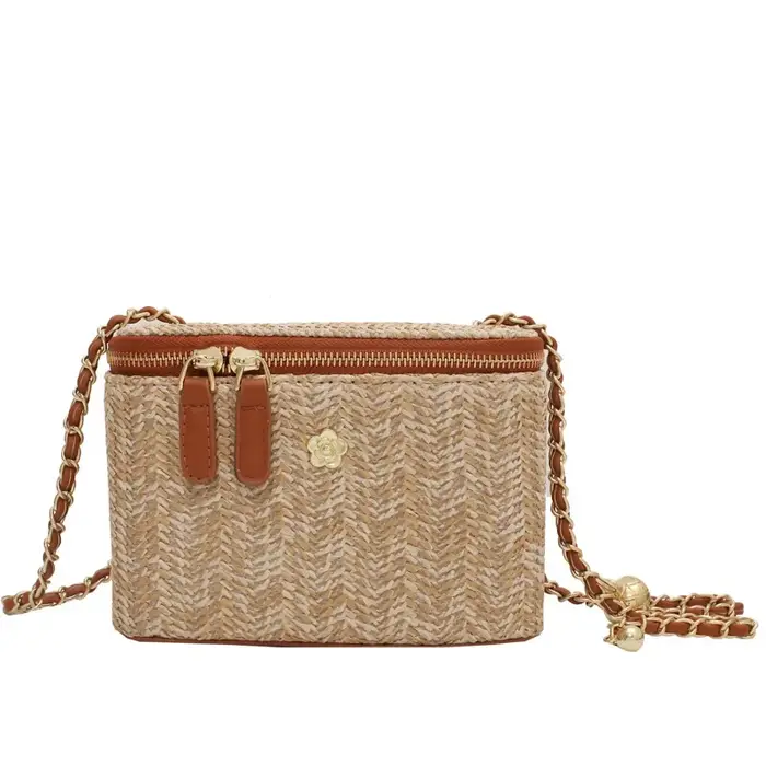 Mini sac seau en paille pour femme