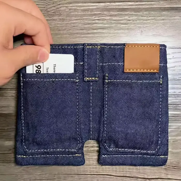 Portefeuille pliable de poche en jean