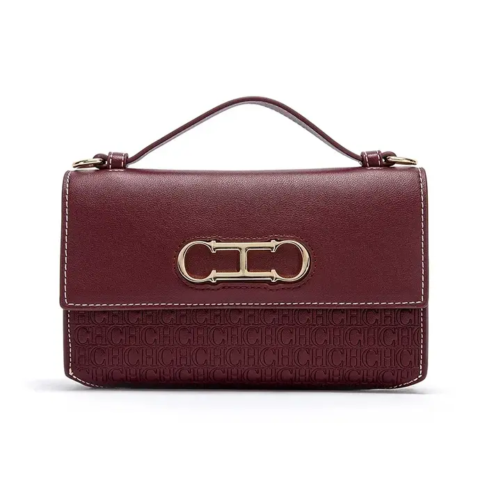 Sac à main pour femme CH Brand 2025, nouveau style rétro, noir et or, boucle, cuir texturé, patchwor