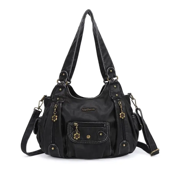Femmes sacs à main sacoche poignée supérieure Vintage PU sac à bandoulière 12.5 "x 4.4" boulette Pack multi-poches