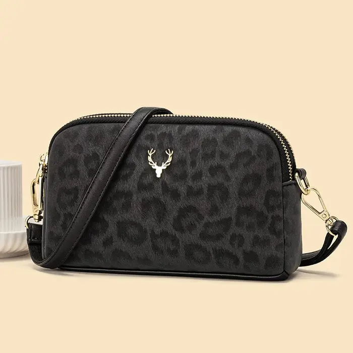 Sac à bandoulière simple imprimé léopard pour femmes