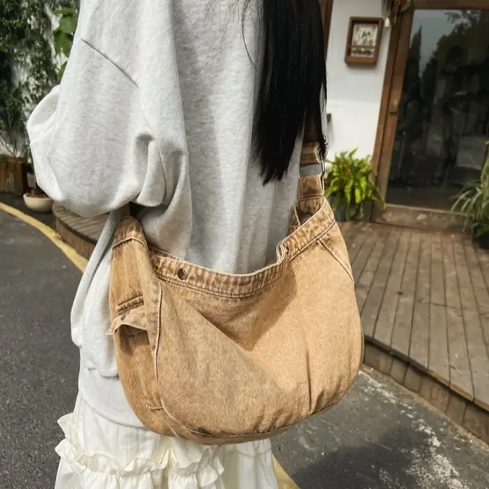 Sac bandoulière en jean délavé vintage
