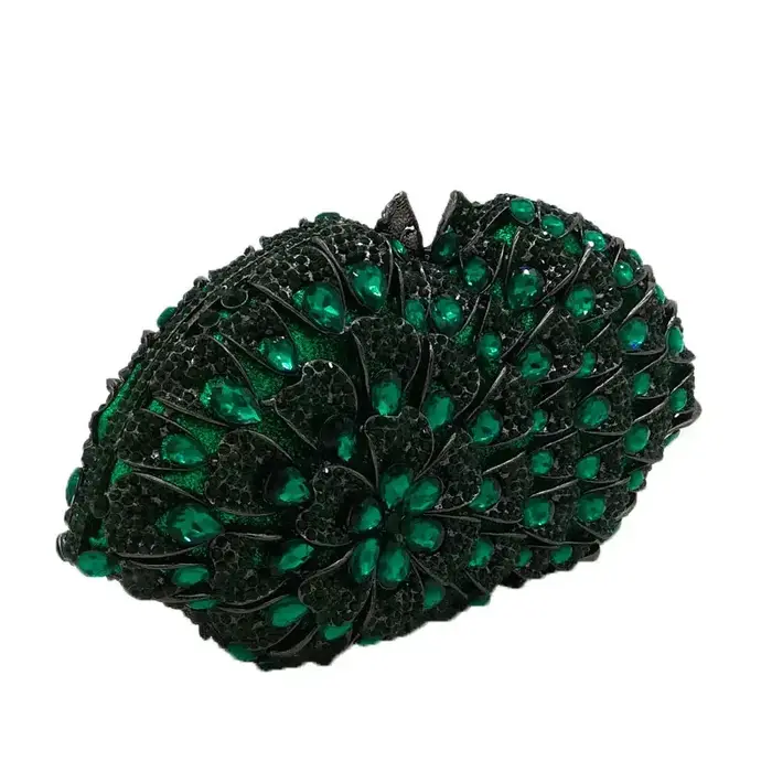 Boutique De FGG vert clair femmes cristal pochette soirée sacs à main De mariage strass sacs à main fête dîner Minaudiere sac