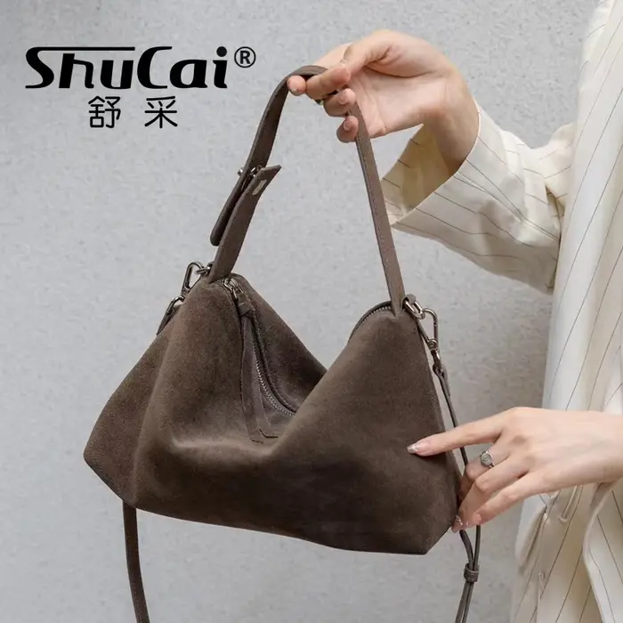 Véritable qualité automne hiver grand Boston luxe concepteur fourre-tout doux mat daim cuir femmes sac à main femme épaule sac à bandoulière