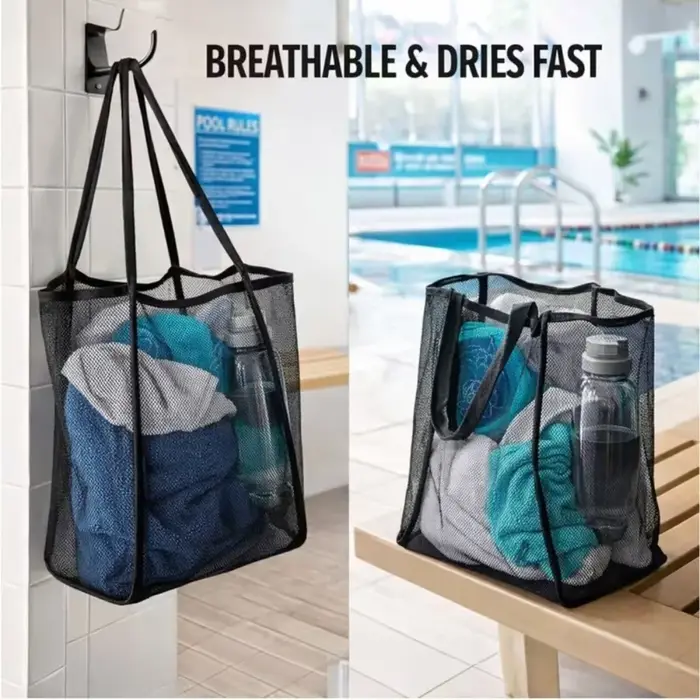 Sac fourre-tout en filet pliable pour la plage et la natation