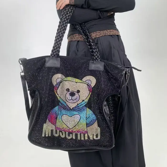 Sac à bandoulière pour femme, tendance, orné de diamants, grande capacité, avec strass brillants
