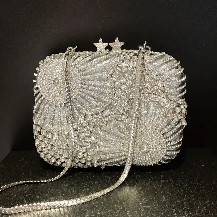 Pochette de soirée ornée de bijoux de luxe