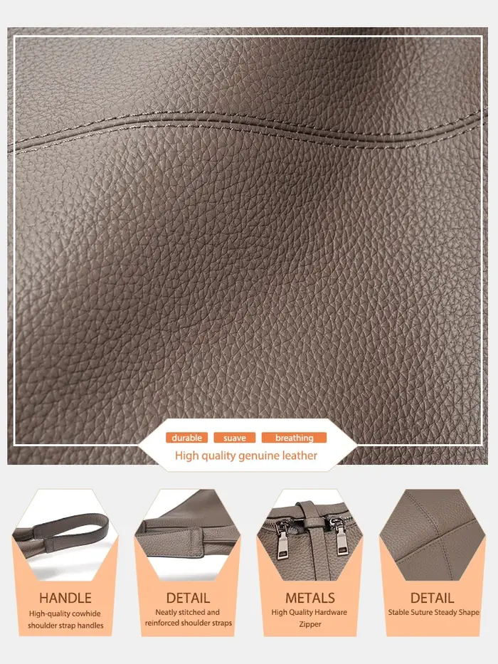 Zency – sac Hobo à bandoulière en cuir véritable pour femme, sac de Shopping de grande capacité en c