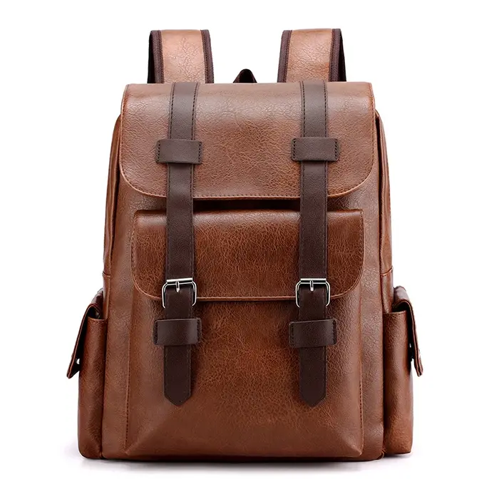 2023 Hommes Sac À Dos En Cuir PU Bagpack Grand Ordinateur Portable Sacs À Dos Mâle Mochilas Noir Cartable Pour Adolescents Garçons Marron Sac A Dos