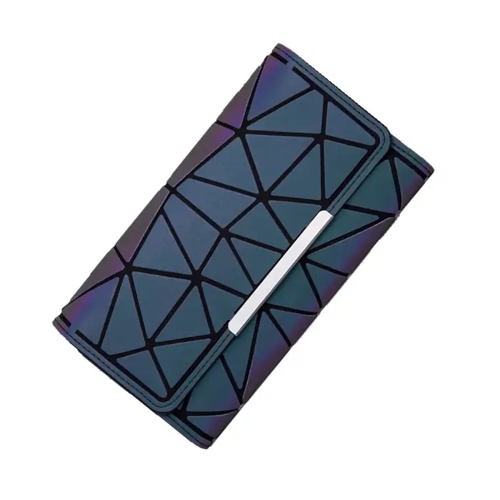 Sac à main portefeuille géométrique femmes longue pochette portefeuilles sac d'argent trois plis