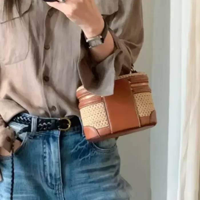 Sac à main rétro tissé à la main pour femme