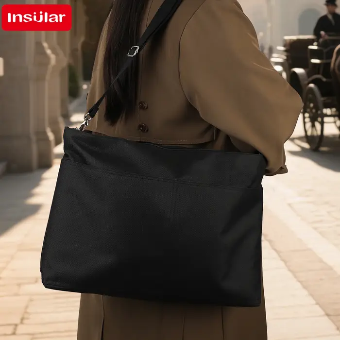 Sac à bandoulière noir grande capacité imperméable pour maman