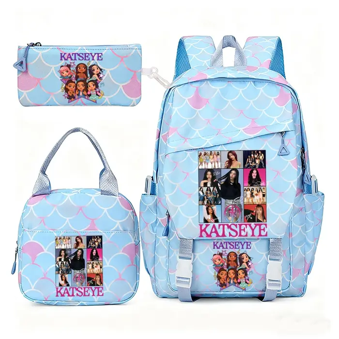 Katseye musique sacs à dos pour filles garçons 3 pièces voyage haute capacité étudiants sacs d'école