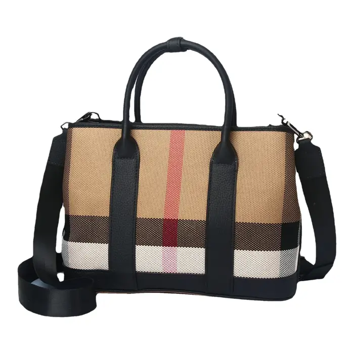 Sac fourre-tout en cuir et toile grande capacité pour femme – Nouvelle collection vintage à carreaux Garden – Tendance et spacieux – Offre du moment