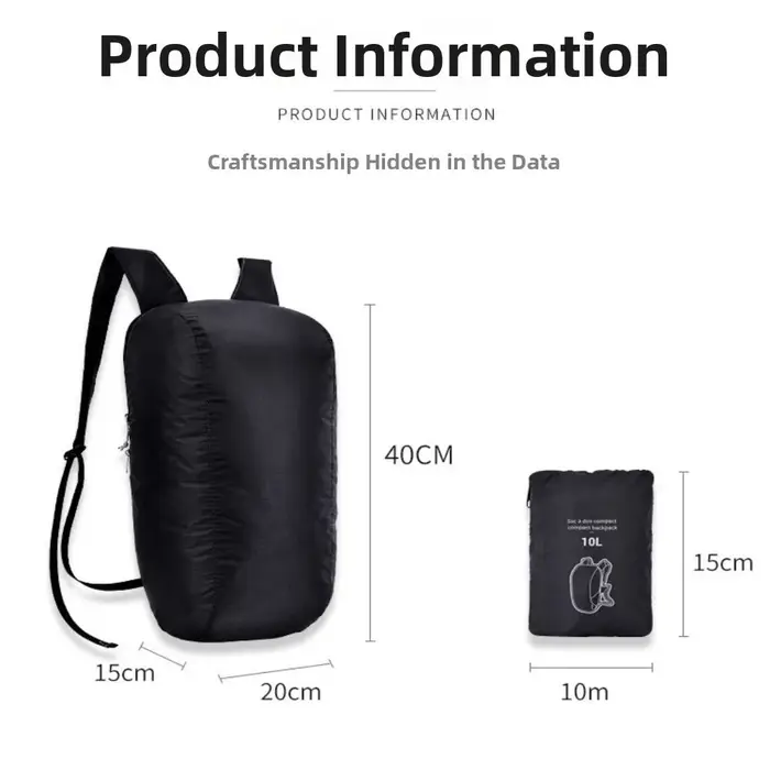 Nouveau sac à dos pliable de 10 L