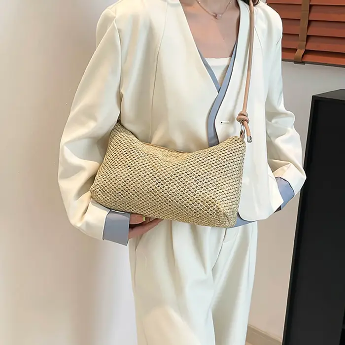 Sac à bandoulière en paille pour femmes