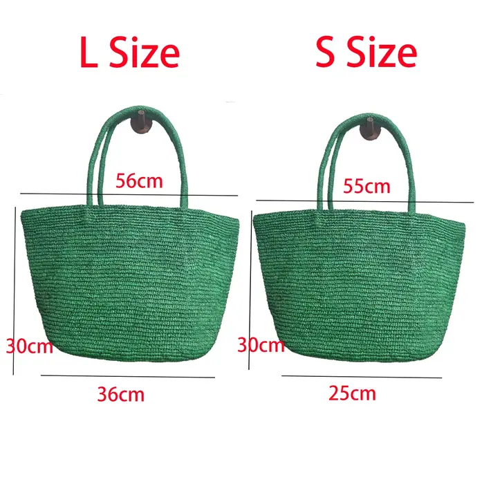 Nouveau Sac Fourre-tout Grande Capacité en Raphia Vert Fait Main 2026 – Sac de Plage en Paille Naturelle Tressé Designer pour Femme – Sac à Bandoulière Tendance