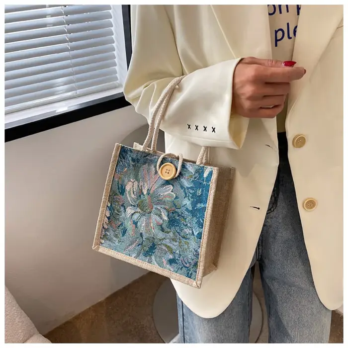 Sac à main en lin vintage pour femme