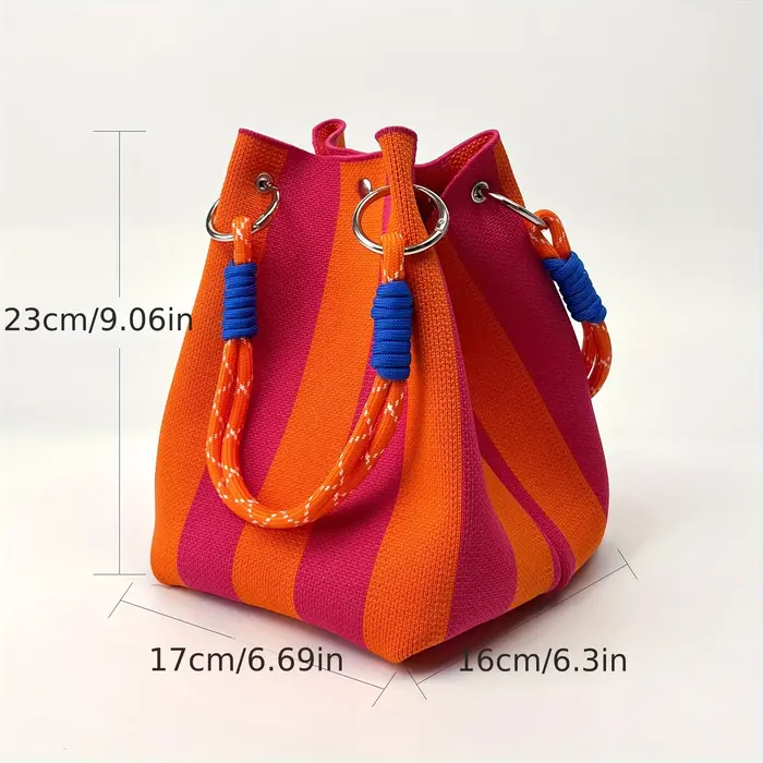Sac à main rayé - Sac de rangement grande capacité