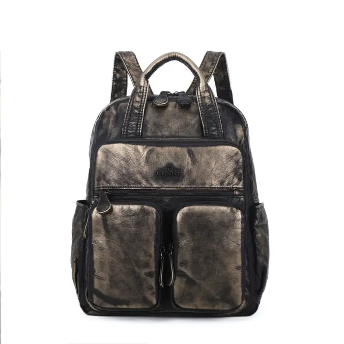 Grand sac d'école pour femmes, couleur unie, multi-poches, mode voyage, grand sac à dos pour la rent