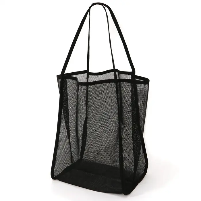 Sac de plage en maille de grande capacité - Polyester durable, couleur unie avec poignées robustes, 