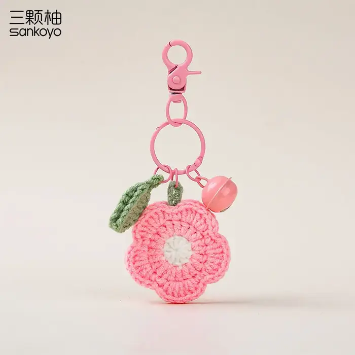 Pendentifs de sac en Crochet en fil de fleur, porte-clés tricoté à la main pour femmes, porte-clés d
