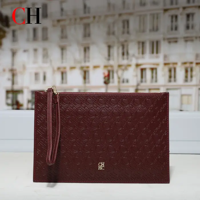 Pochette CH pour femme en cuir PU gaufré monogramme