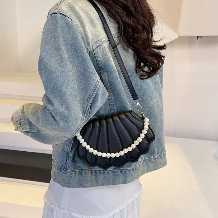 Sac à main avec chaîne de perles françaises pour femmes