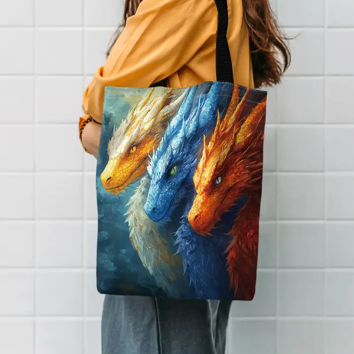 Dragon Lore Bold Fantasy Dragons Sac fourre-tout en polyester durable Sac à bandoulière design à la mode Shopping et usage quotidien Sac à main
