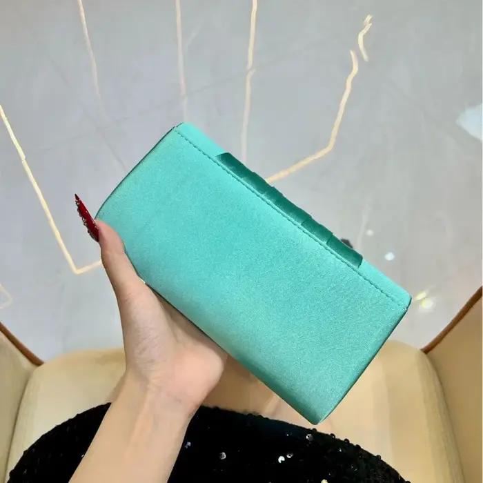 Sac de soirée élégant en Satin vert Turquoise pour femmes