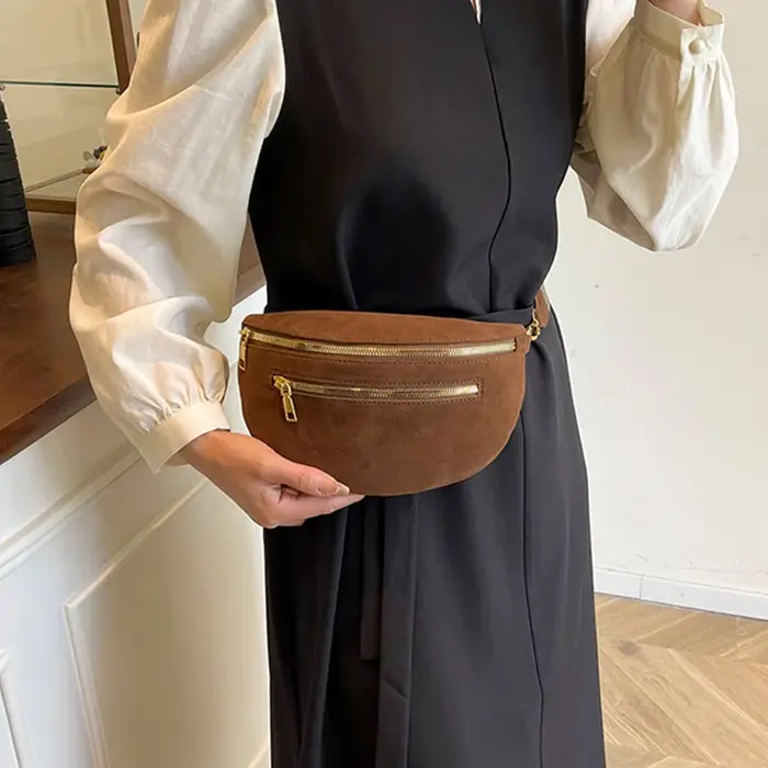 2025 hiver Faux daim poitrine sac femme taille sac rue tendance Fanny Pack voyage décontracté