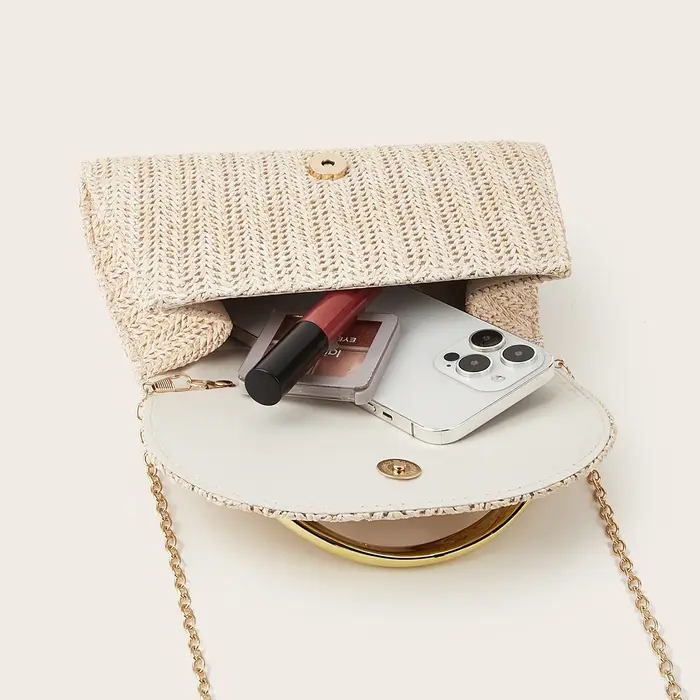 Pochette tissée pour femme avec rabat