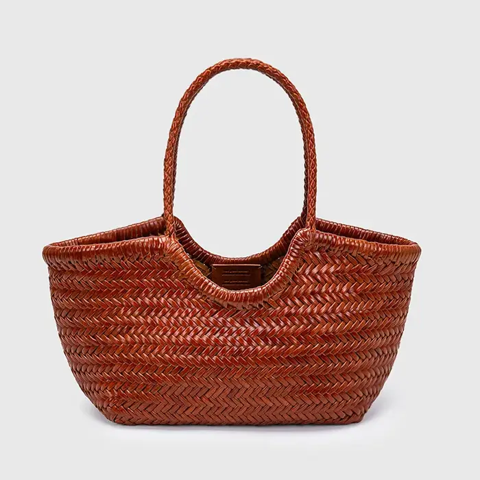 Sac fourre-tout en cuir véritable tressé à la main pour femme, grand sac de shopping tendance, sac à