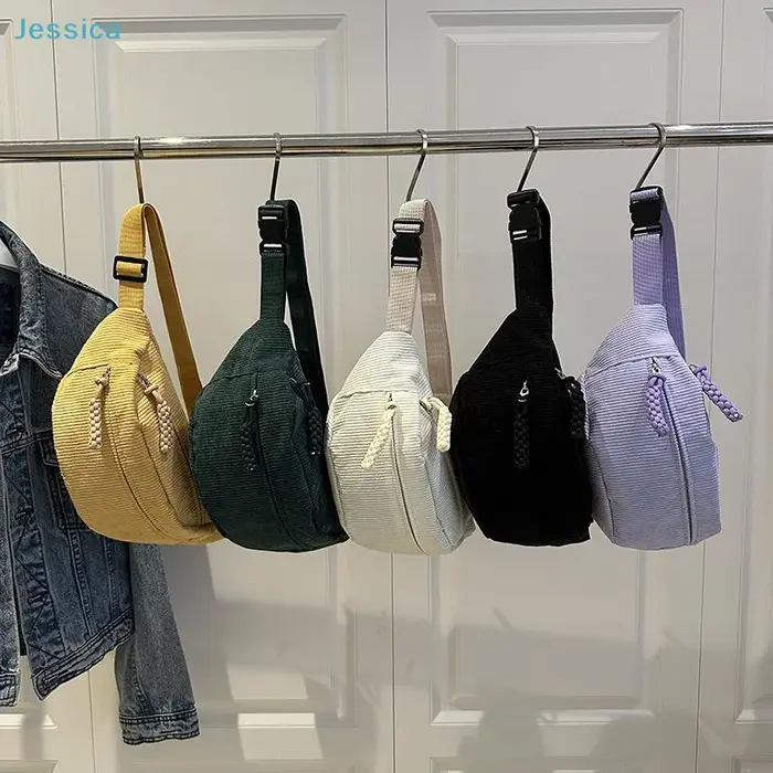 ♥ Sac banane en velours côtelé pour femmes