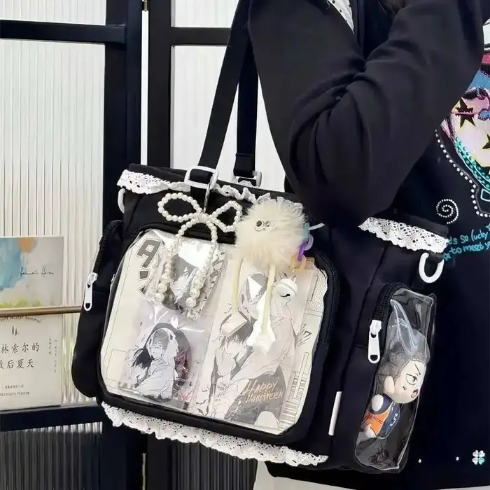 Sac à bandoulière transparent Y2K mignon DIY Ita Bag Lolita pour femme