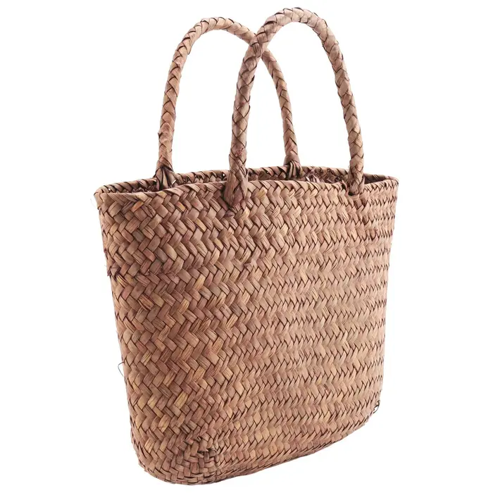 Sac à Main Tressé en Paille Naturelle pour Femme, Fourre-Tout Décontracté, Fait à la Main, en Rotin,
